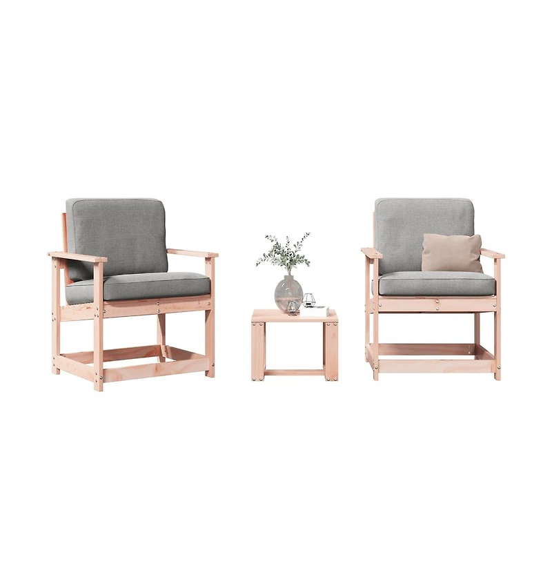 Garden Lounge Set Natural Wood Solid Douglas Fir wood Medium