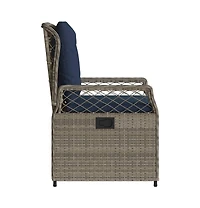 Reclining Patio Chair Gray and Navy Blue