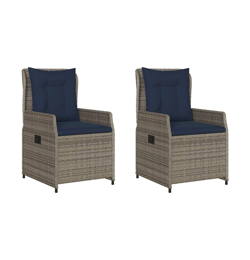 Reclining Patio Chair Gray Pe rattan Standard Adjustable Feet