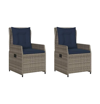Reclining Patio Chair Gray Pe rattan Standard Adjustable Feet