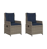 Reclining Patio Chair Gray Pe rattan Standard Adjustable Feet