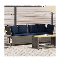 Patio Sofa with Cushions Gray Poly Rattan