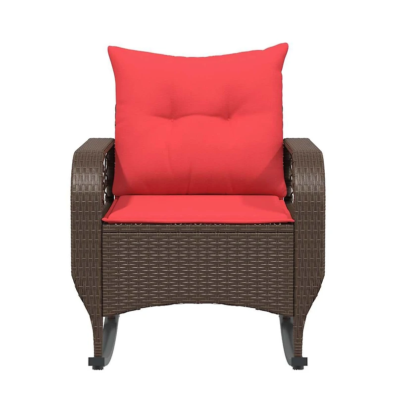 Patio Rocking Chair Brown Pe rattan, powder-coated steel, polyester