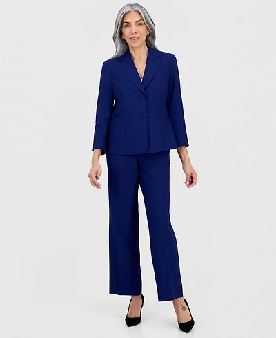 Le Suit Women's Notch-Lapel Mid-Rise 2 Piece Pantsuit, Regular & Petites