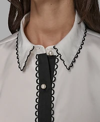 Karl Lagerfeld Paris Women's Color Block Long Sleeve Top