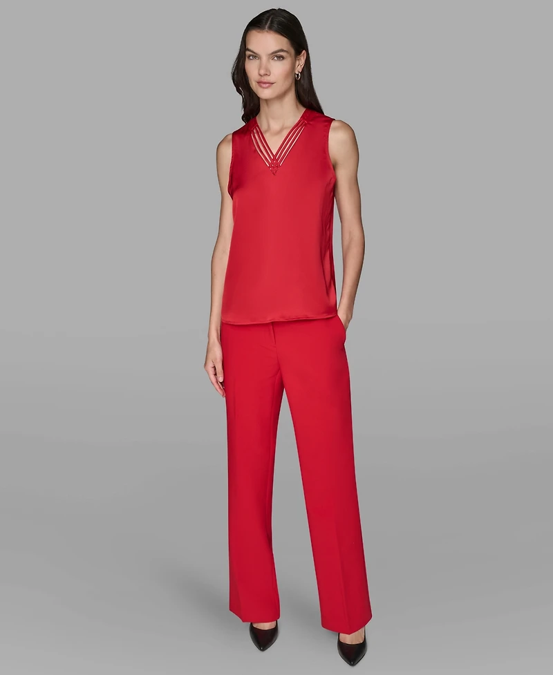 Karl Lagerfeld Paris Women's Sleeveless Criss Cross Top