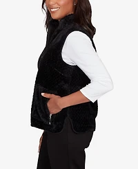Alfred Dunner Petite Barcelona Plush Fleece Lined Mock Neck Vest