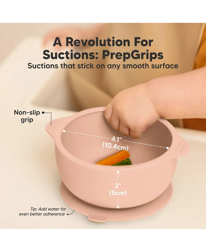 KeaBabies 2-Pack Prep Baby Bowls with Suctions & Lids, Silicone for Boy, Girl, Toddler Suction Bowl, Kids Bowl Bpa-Free