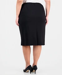 Le Suit Plus Square-Neck Button-Front Skirt