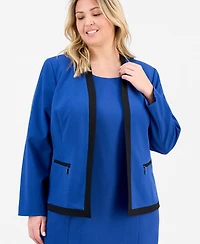 Le Suit Plus Collarless Open-Front Jacket & Dress Set