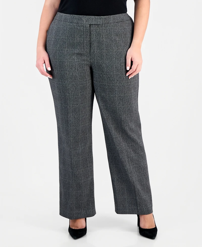 Le Suit Plus Flap-Pocket Mid-Rise Wide-Leg Pantsuit