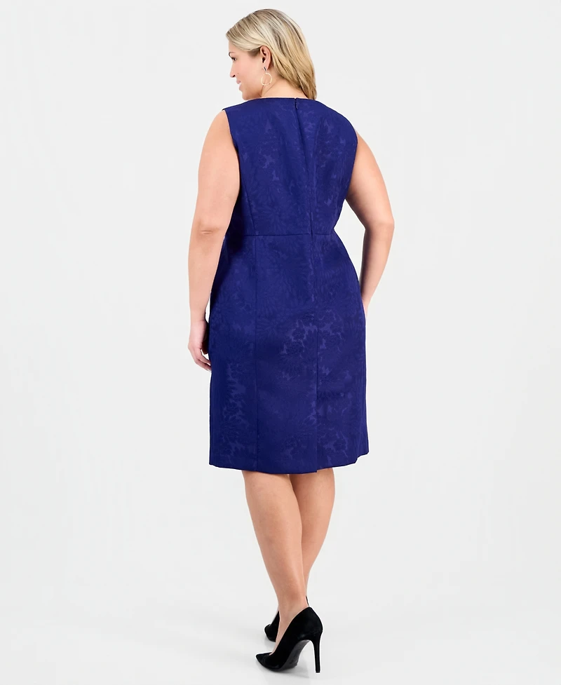 Le Suit Plus Floral-Jacquard Topper & Sheath 2 Piece Dress