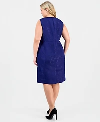 Le Suit Plus Floral-Jacquard Topper & Sheath 2 Piece Dress