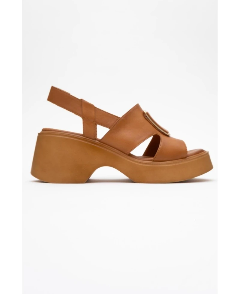 Forever & Always Shoes Lucia Leather Buckle Platform Sandal (Women)