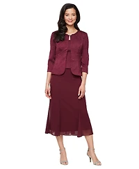 Alex Evenings Women's Jacquard Jacket Dress with Scoop Neck Bodice