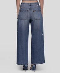 Avec Les Filles Women's Bejeweled Wide Leg Jeans