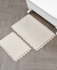 Laura Ashley Heathered Crochet Border Cotton Bath Rug Set