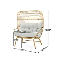 Chic Crate - Modern Light Brown Palos Outdoor Wicker Loveseat featuring Ergonomic Design for Ultimate Comfort