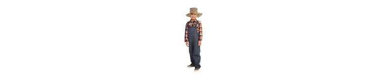 Dress Up America Kids Farmer Shirt & Overalls Costume Set