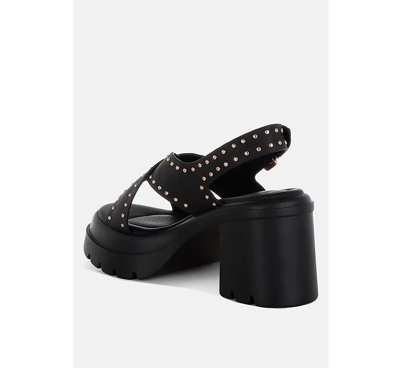 Nambo Stud Embellished Block Heel Women