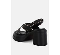 Nambo Stud Embellished Block Heel Women