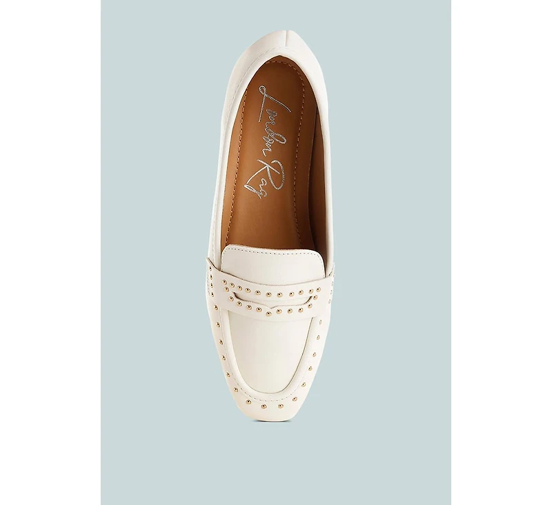 Dorlina Studded Faux Leather Loafers Women