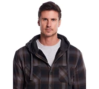 Weatherproof Vintage Men's Sherpa Lined Flannel Hooded Shirt Jacket