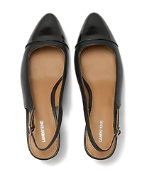 Lands' End Women's Leather Slingback Cap Toe Kitten Heels