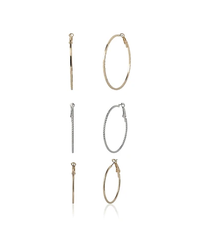 Jessica Simpson Mixed Metal Hoop Earring Set in Gold & Silver-Tone