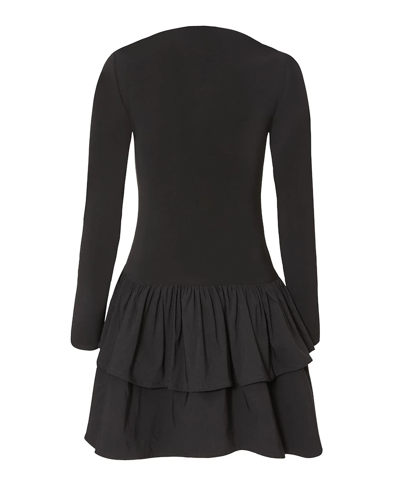 Quiz Women's Ity Bengaline Long Sleeve Frill Mini Dress
