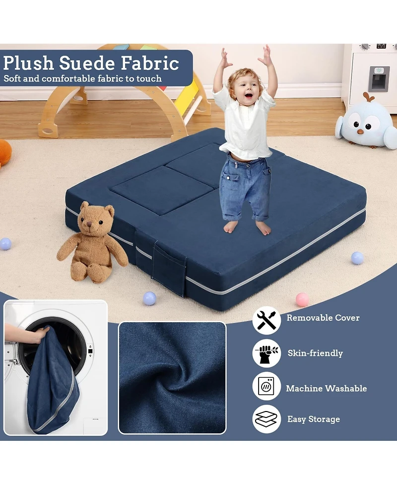 gaomon Kids Couch 3PCs Modular Kids Play Couch, Toddler Couch Kids Convertible Sofa Foam Floor Sofa for Children, Kids Couch Bed for Creative Play Set