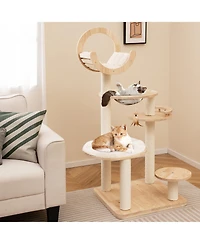 Gymax 4-in-1 Building Block Cat Tree w/ Space Capsule Nest Padded Platform Hanging Toy