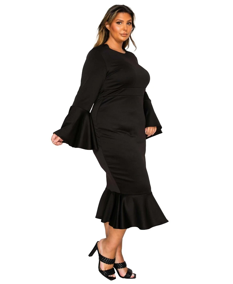 L I V D Women's Plus Sabrina Mermaid Hem Dress