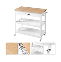 36” H 3-Layer Rolling Kitchen Island Cart on Wheels White