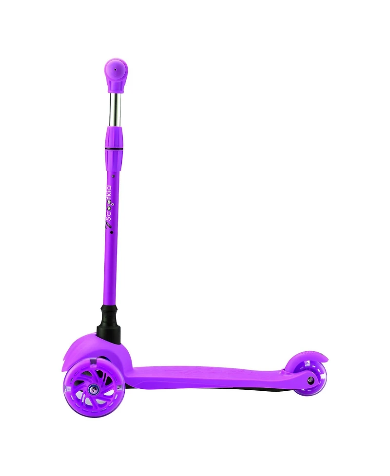 Lightweight and Adjustable Mini Kickboard Scooter with Led Light Wheel for Kids (Purple)