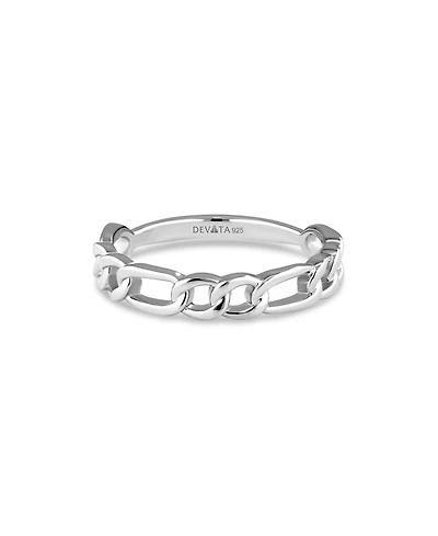 Devata Figaro Link Ring in Rhodium Plated Sterling Silver