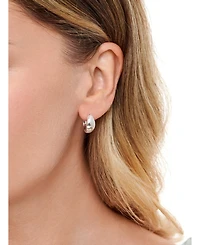 Devata Dome Hoop Earrings in Rhodium Plated Sterling Silver