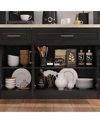 6-Door 2-Drawer Kitchen Storage Cabinet with Movable Shelves,Pantry