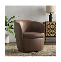 Parker Living Vintage Brown 100% Italian Leather Swivel Club Chair