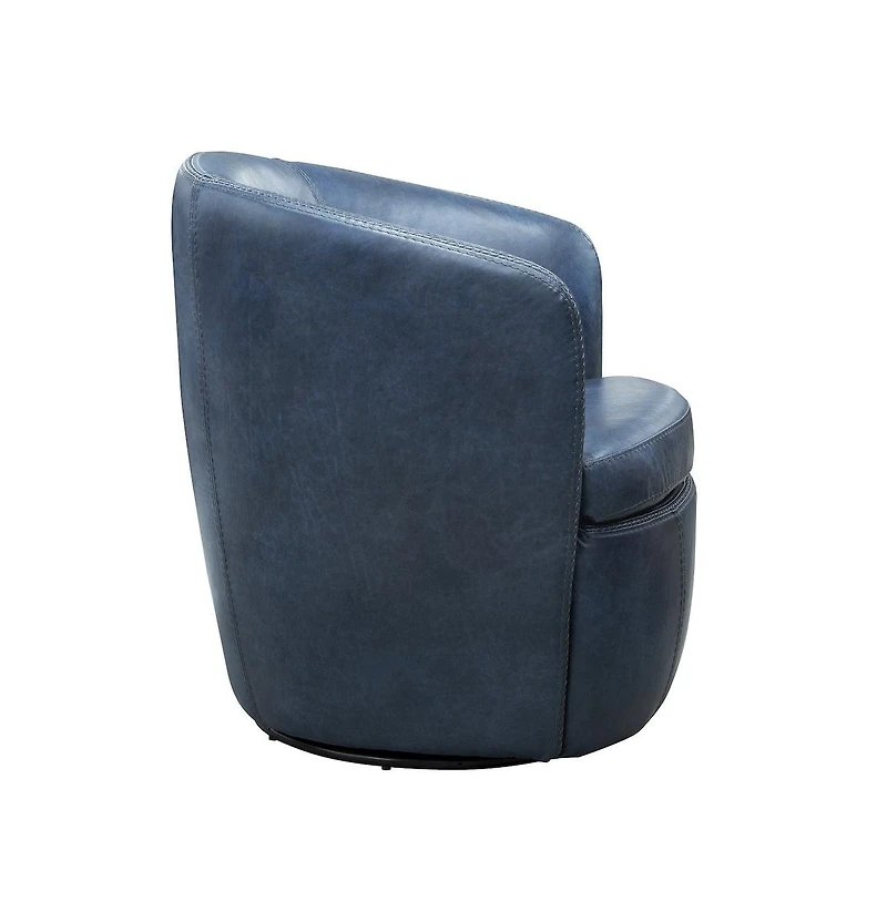 Parker Living Vintage Navy 100% Italian Leather Swivel Club Chair