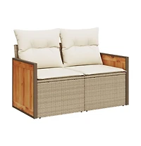Garden Sofa Beige Poly Rattan 2-Seater Uv-resistant materials