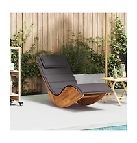 Sun Lounger Natural Wood, Dark Grey Cushion