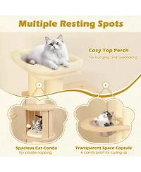 Gymax 71'' Tall Cat Tree w/Cozy Perch Condo Space Capsule 4.6'' Scratching Posts