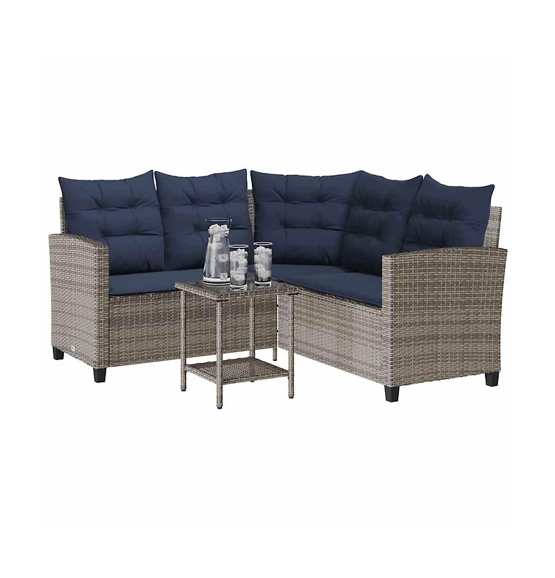 Garden Sofa Grey Pe rattan Medium Adjustable Feet