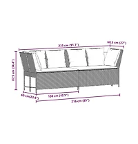 Garden Sofa Grey Pe rattan, powder-coated steel, polyester