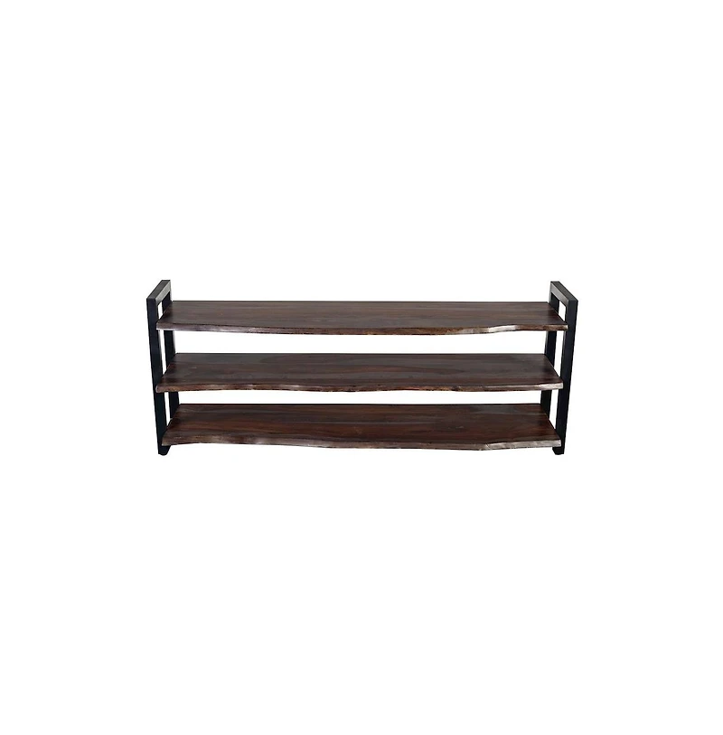Porter Designs Manzanita Live Edge Solid Sheesham Wood Tv Stand, Gray