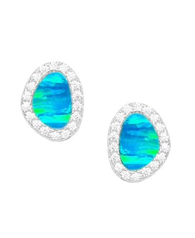 Kamaria Pebble Stud Earrings With Lab-Grown Opal Sterling Silver