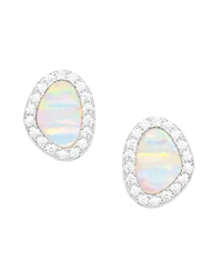 Kamaria Pebble Stud Earrings With Lab-Grown Opal in Sterling Silver