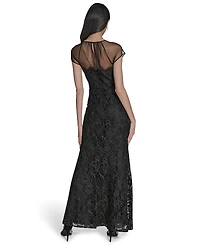 Eliza J Women's Cap Sleeve Shirred Long Gown
