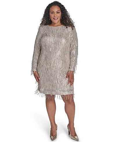 Eliza J Plus Long Sleeve Sequin Cocktail Dress